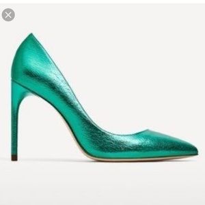 Zara Shoes - Zara Metallic Green Pumps Zara Shoes - Zara Metallic Green Pumps
